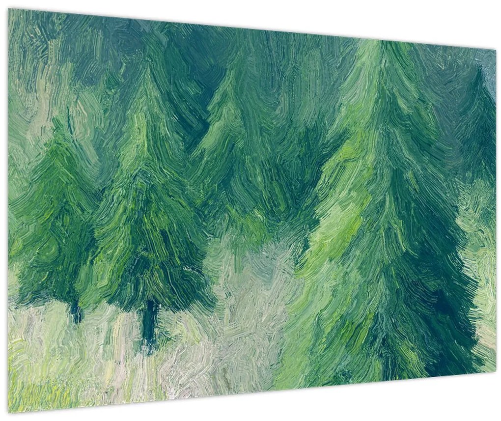 Tablou - Conifere pictate (90x60 cm)