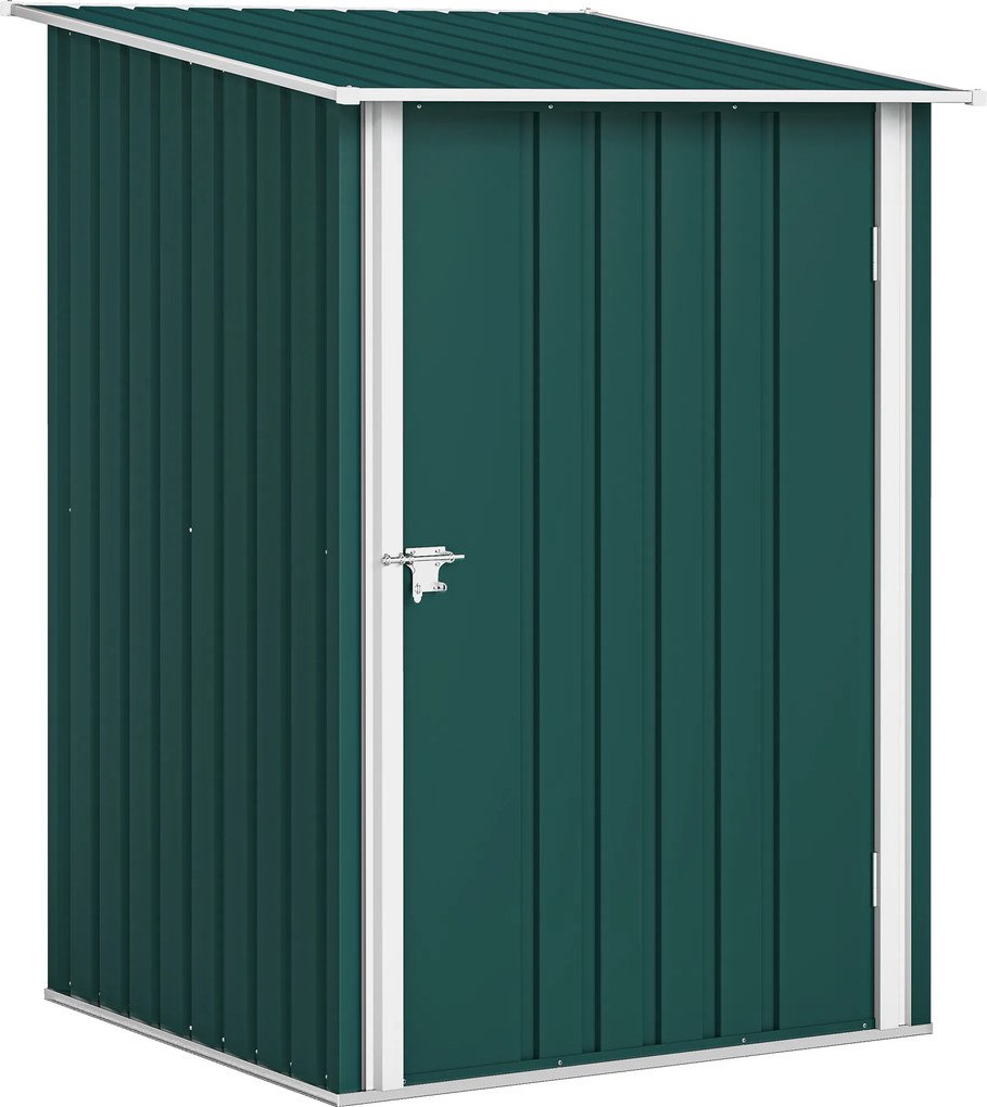 Outsunny Căsuță de Grădină 0,92m² din Oțel Galvanizat, Depozit pentru Unelte cu Ușă Blocabilă, Acoperiș Înclinat, 100x104x160 cm, Verde | Aosom Romania