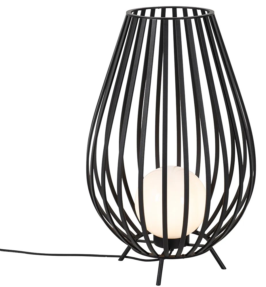 Set de lămpi de podea negre cu opalină 110 cm și 70 cm - Angela