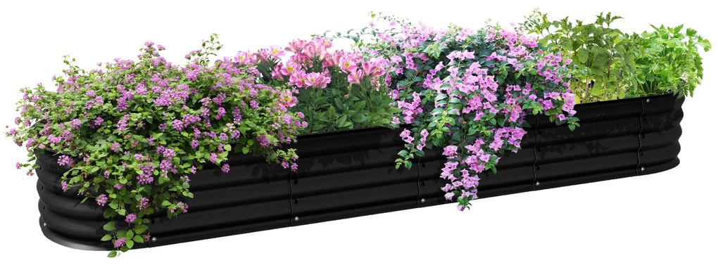 Outsunny Grădiniera ridicată pătrată pentru grădină din oțel modular pentru legume, plante, flori, dim. 240 x 62 x 30cm | Aosom Romania