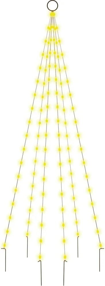 vidaXL Brad de Crăciun pe catarg, 108 LED-uri, alb cald, 180 cm