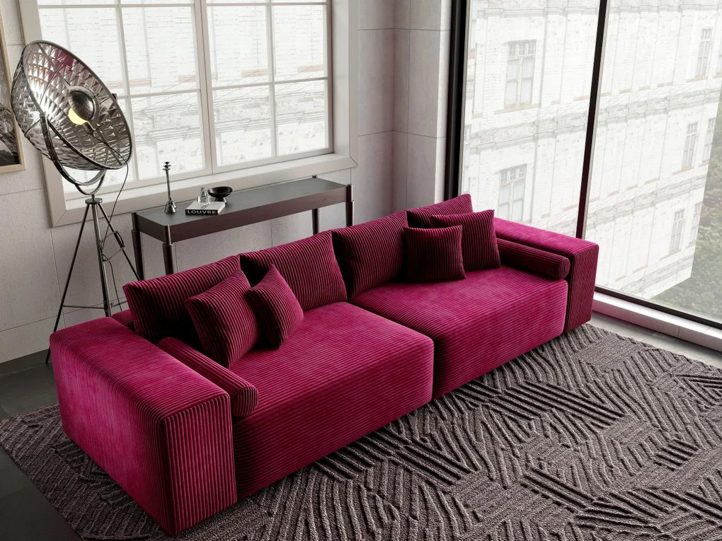 Canapea extensibilă dumonde cu ladă de depozitare si sezut confortabil din spuma high-density, Marbela Zoom Red XXL 295x100 cm