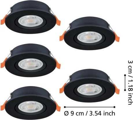 Eglo 902266 - Set 5x spoturi LED încastrate BARRANCO LED/4,8W/230V negru