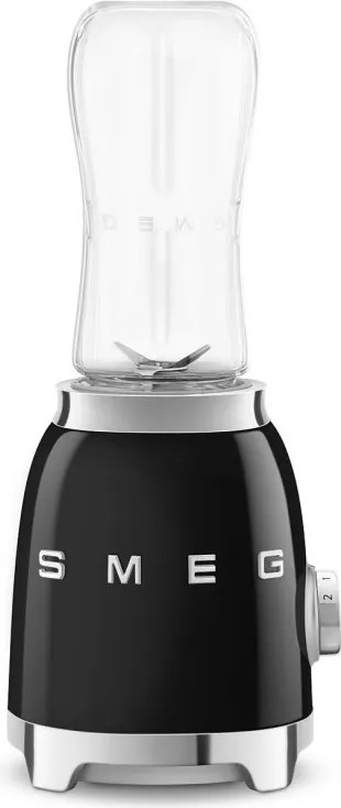Blender Smeg PBF01BLEU, 300 W, 2 x 600 ml, 20 000–24 000 rpm, Baza antiderapanta, Fara BPA, Otel inoxidabil, Negru