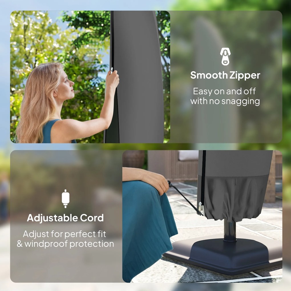 Outsunny Husă pentru Umbrelă 3x3 m Impermeabilă, Protecție cu Fermoar și Șnur, Negru | Aosom Romania