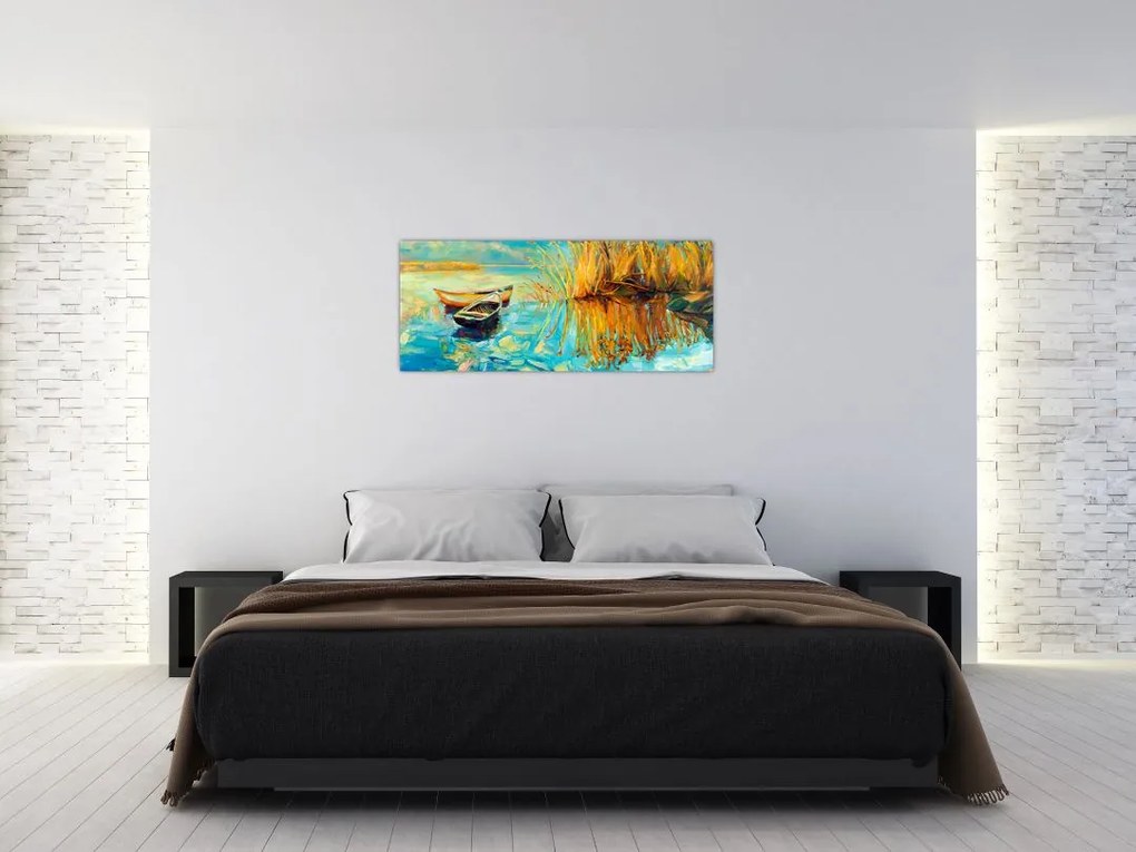 Tablou - Lacul cu bărci (120x50 cm)