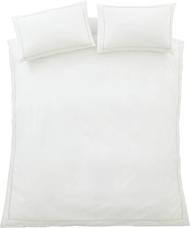 Lenjerie de pat albă/bej din bumbac percal pentru pat de o persoană 135x200 cm Contrast Trim – Bianca