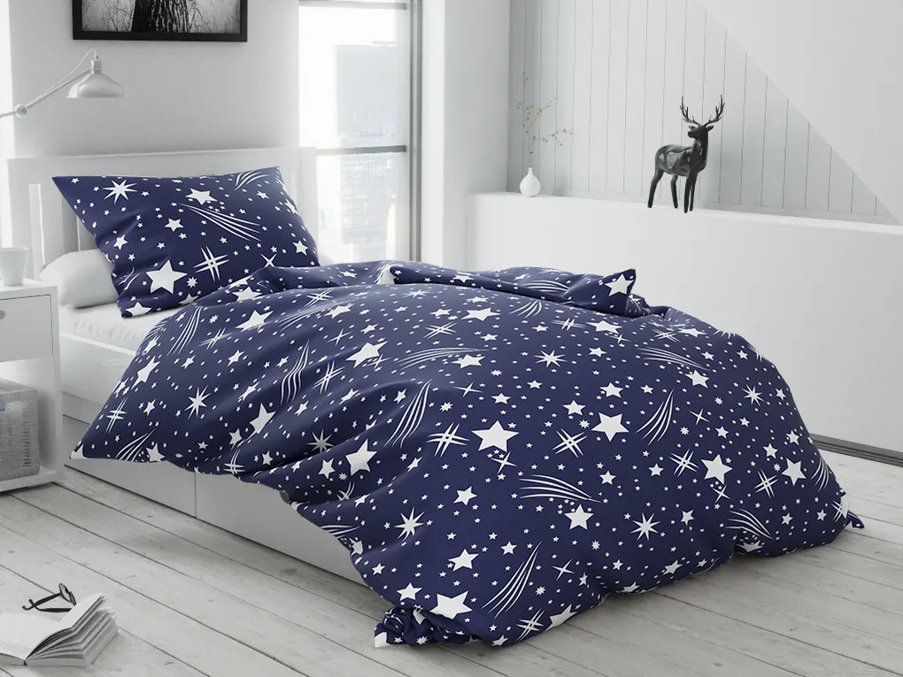 Lenjerie de pat din bumbac Culoare albastru inchis, NIGHT SKY