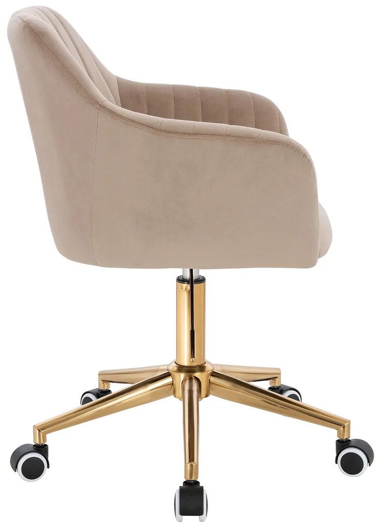 HR190K Scaun Latte din Catifea cu Bază Aurie