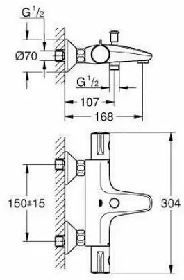 Baterie cada Grohe Grohtherm 800 termostatica