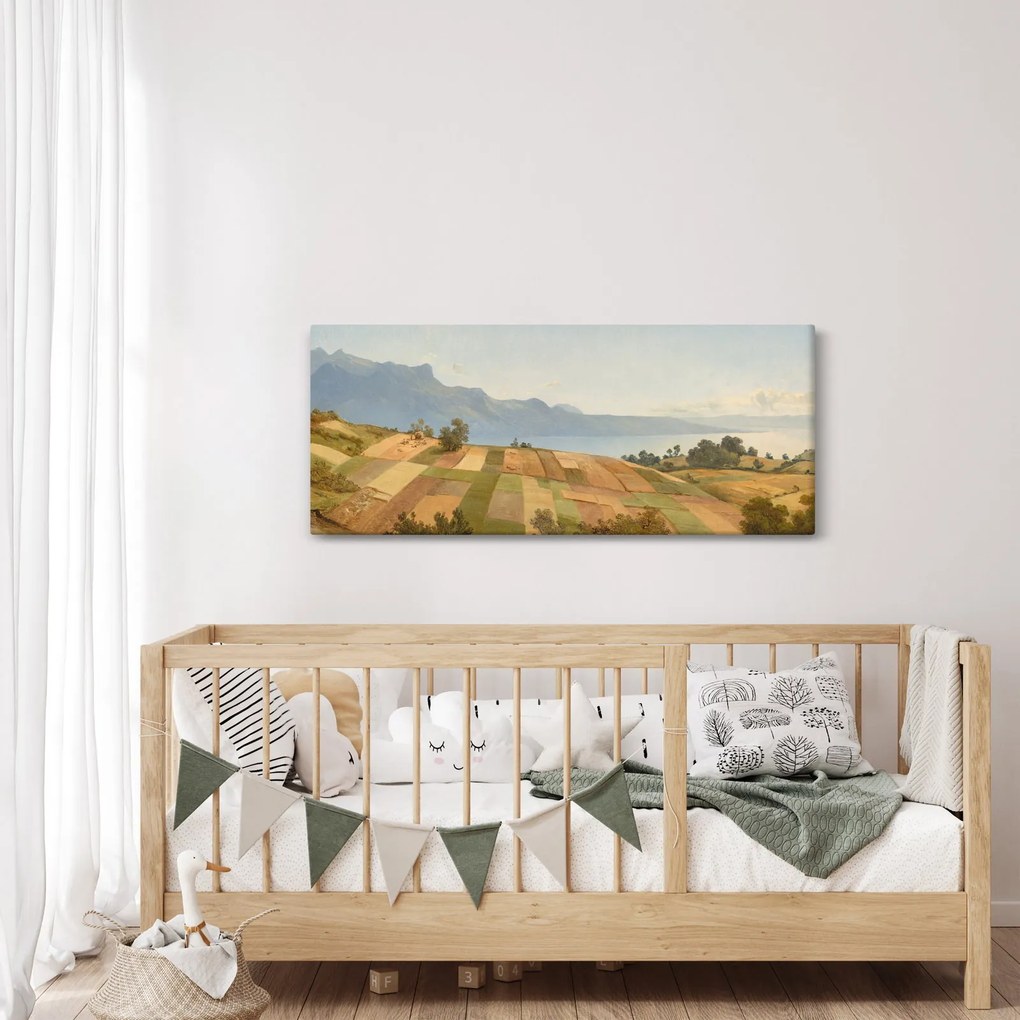 Tablou - Alexandre Calame, Swiss Landscape, reproducere (120x50 cm)