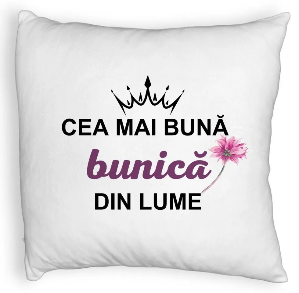 Perna Decorativa Fluffy, pentru Bunica 12, 40x40 cm, Alba, Husa Detasabila, Burduf