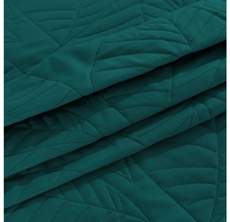 Cuvertura turcoaz pentru pat cu model LEAVES Dimensiune: 200 x 220 cm