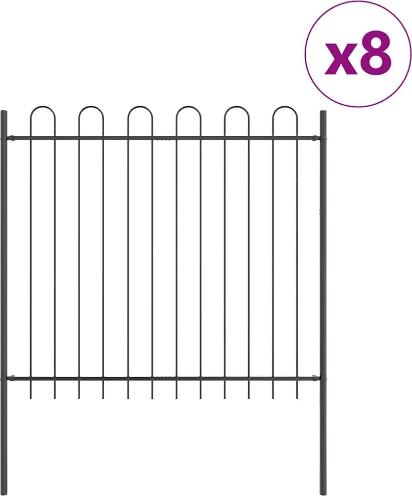 vidaXL Gard de Grădină 8 pcs Gri 13,6 x 1,5 m Oțel acoperit cu pulbere