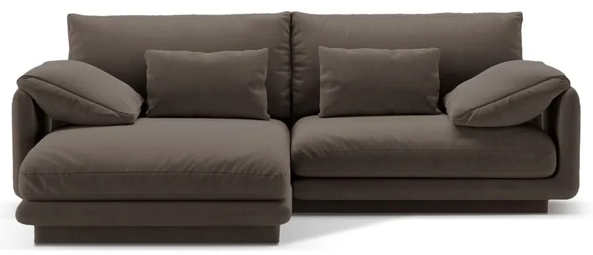 Colțar maro cu tapițerie din catifea (cu colț pe partea stângă /cu șezlong) Torino – Micadoni