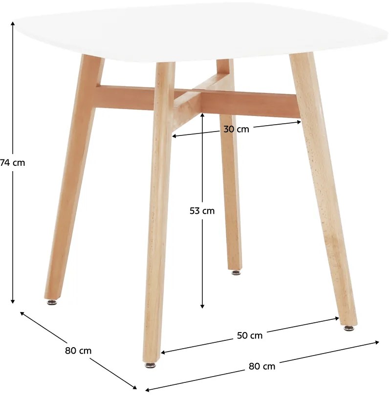 Masa dining, alba natural, 80x80 cm, DEJAN 3 NEW