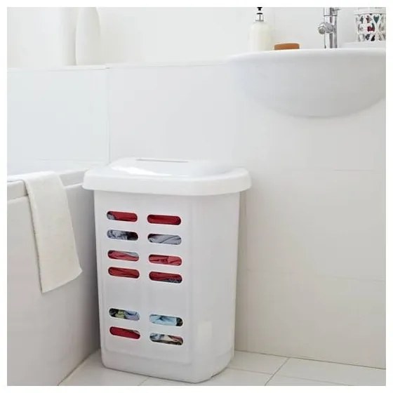 Coș de rufe Addis Linen Hamper White, 60 l, alb
