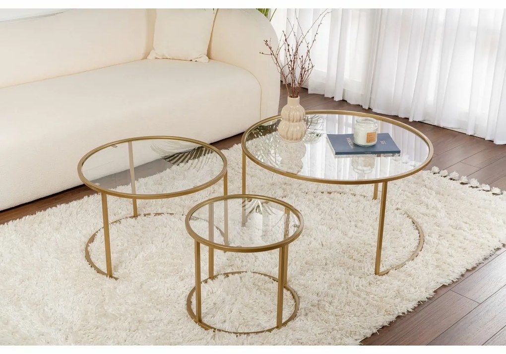 Set de măsuțe de cafea Aurum Gold 80 cm, 3buc.