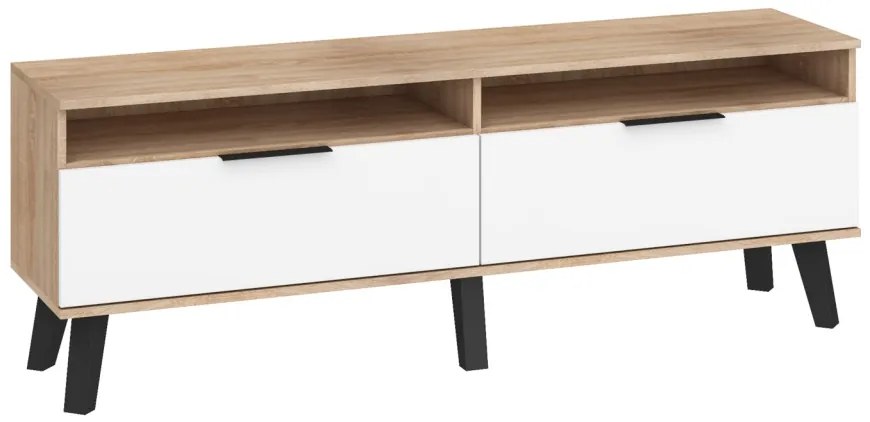 Masă TV/Dulap Shela SVN-11 (stejar sonoma deschis + alb lucios). 780668