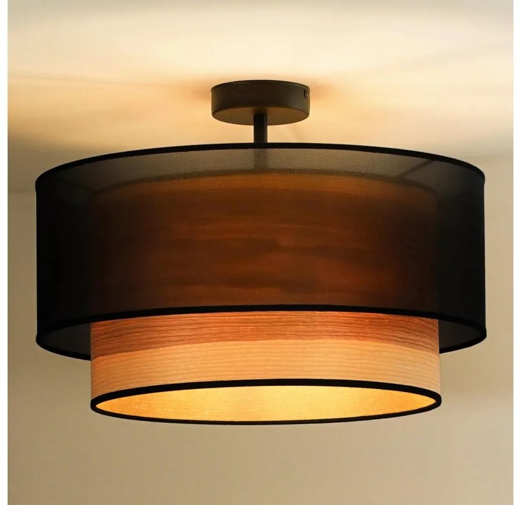 Lustră aplicată Duolla WOOD BOHO 1xE27/15W/230V negru/bej