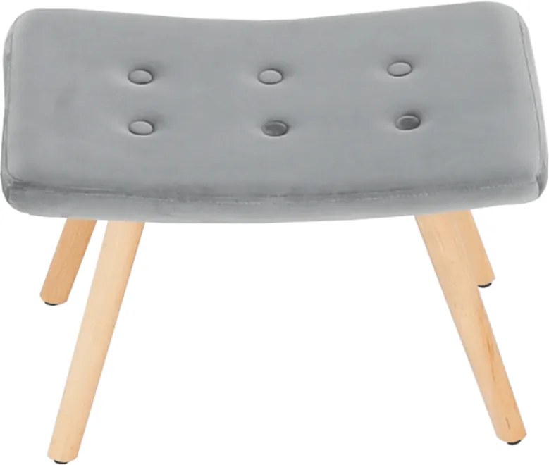 Fotoliu cu taburet, material de catifea gri/fag, LAGER NEW