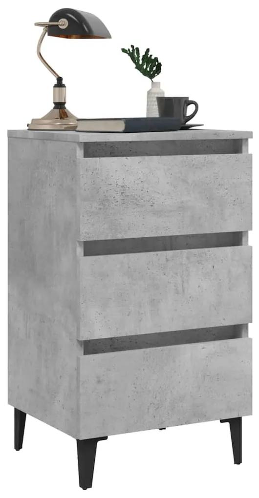 Noptiere cu picioare metalice, 2 buc. gri beton, 40x35x69 cm 2, Gri beton