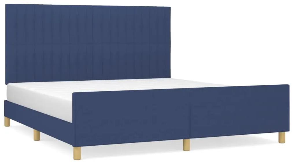 3125241 vidaXL Cadru de pat cu tăblie, albastru, 180x200 cm, textil