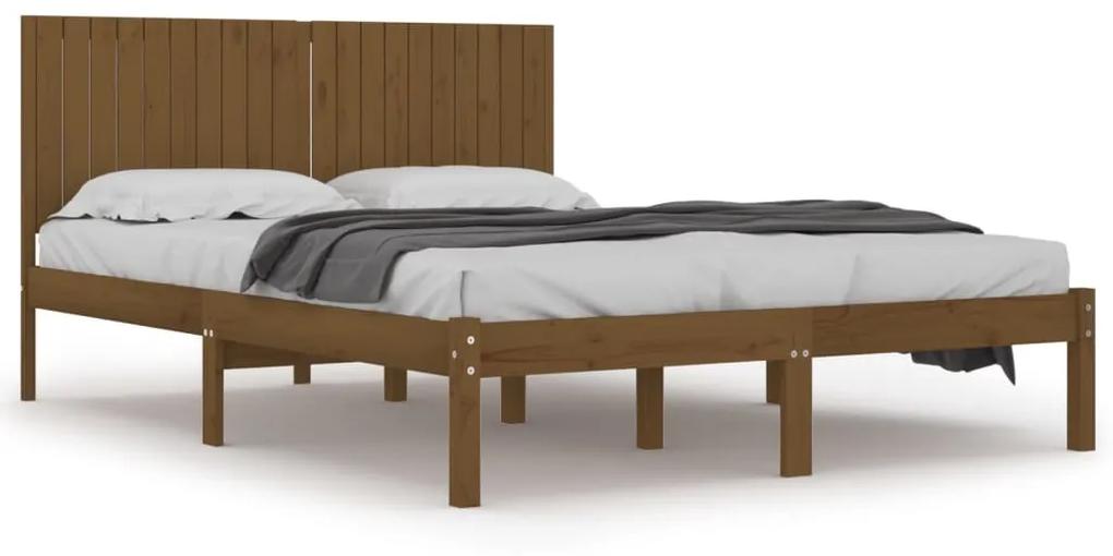 3104436 vidaXL Cadru de pat, maro miere, 200x200 cm, lemn masiv de pin