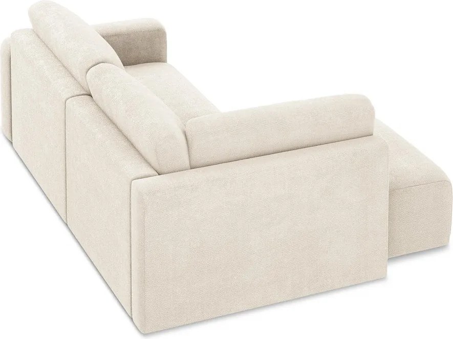 Colțar crem extensibil/cu spațiu de depozitare cu tapițerie din chenille (cu colț pe partea stângă/în formă de ”L”) Kona – Makamii