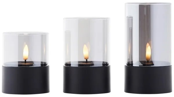 Brilliant - Set 3x lumânări LED BOUGIE LED/2xAA IP44 negru/fumuriu