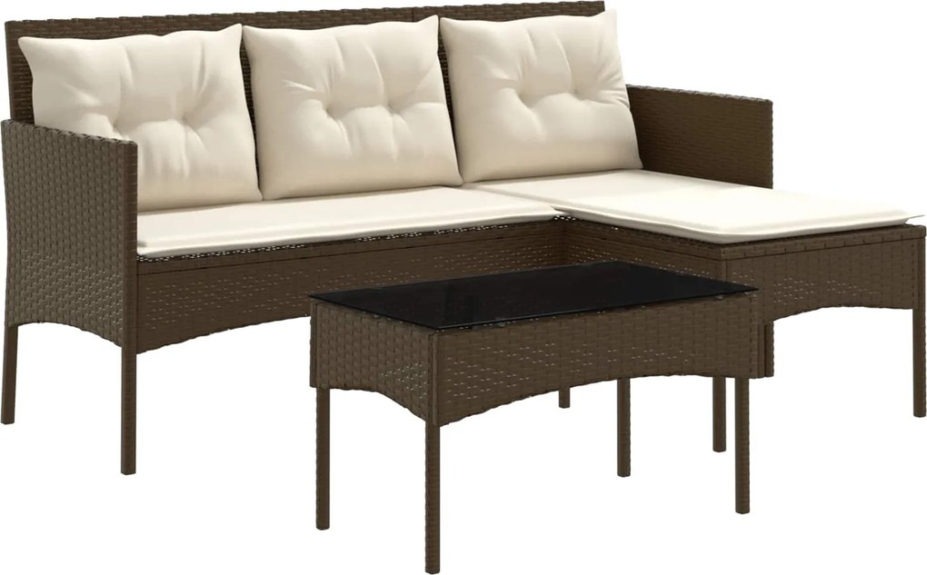 vidaXL Set de canapele pentru grădină cu pernă 2 pcs poliratan