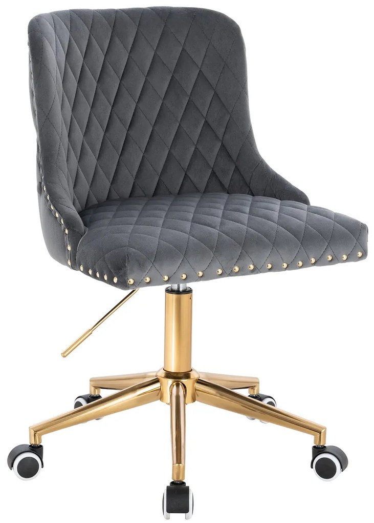 HR940K Scaun Grafit din Catifea cu Bază Aurie