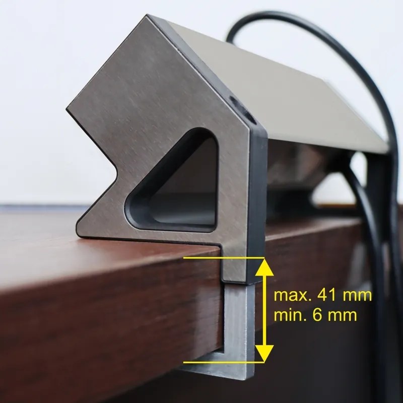 Priza pentru birou Desk Box Design Light, 3 prize Schuko, USB A + C, otel periat   negru, 244 x 75 mm Aluminiu Plastic, Otel periat Negru, L:244 mm; l