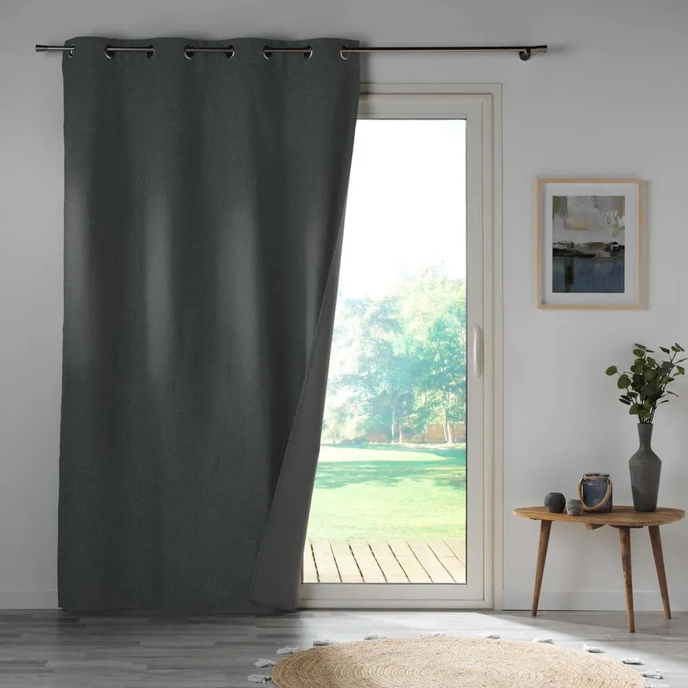 Draperie gri antracit blackout din microfibră 140x260 cm Obscure – douceur d'intérieur