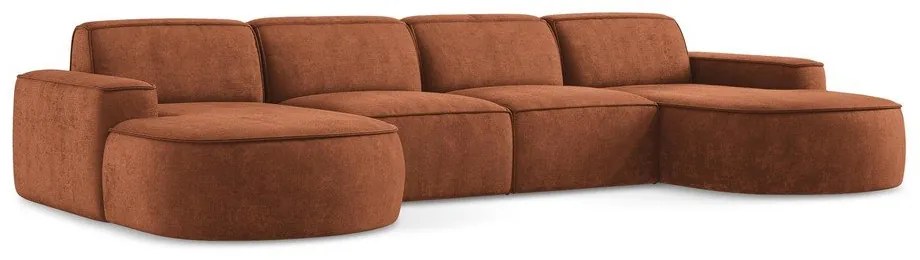 Colțar teracotă cu tapițerie din chenille (în formă de "U") Omao – Makamii