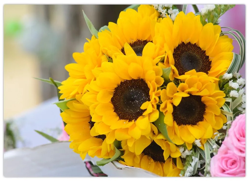 Tablou cu buchetul miresii de floarea soarelui (70x50 cm)