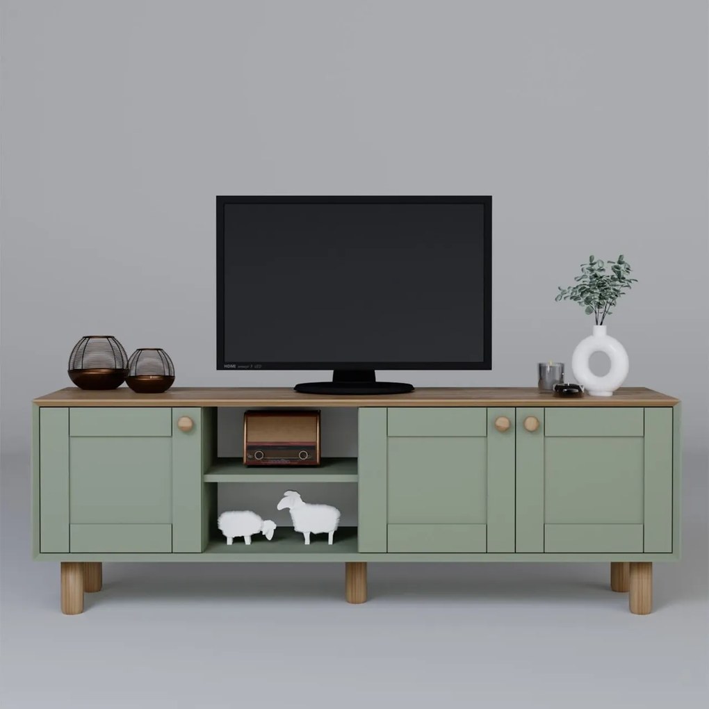 Comoda TV, Hanah Home, Bohemian 1600-84, 160x56x40 cm, Verde