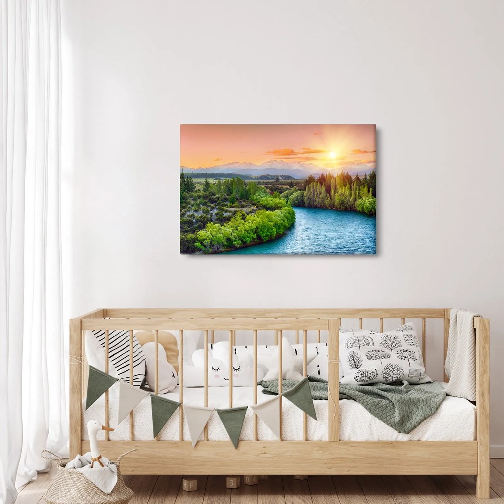 Tablou - Pădure peisaj montan (90x60 cm)