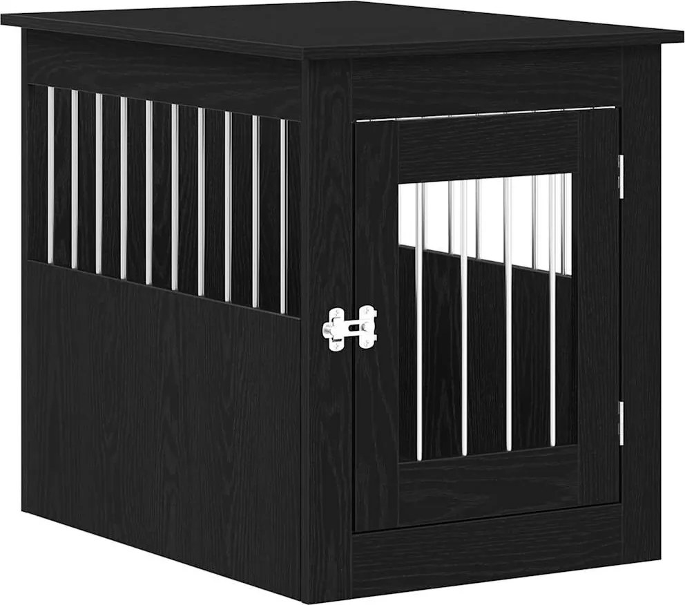 vidaXL Cușcă pentru câini, stejar negru, 55x75x65 cm, lemn stratificat