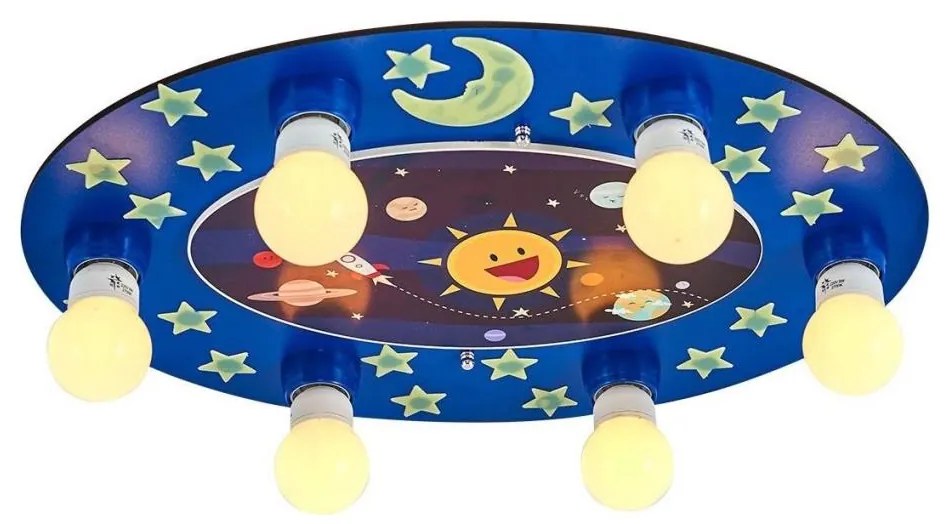 Plafonieră pentru copii LUCCA, 6x E27, 24W, 230V, albastră