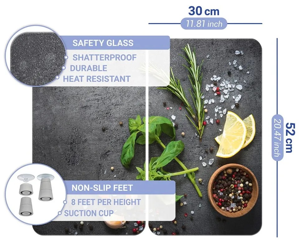 Set 2 protecții din sticlă pentru aragaz Wenko Universal Herbs