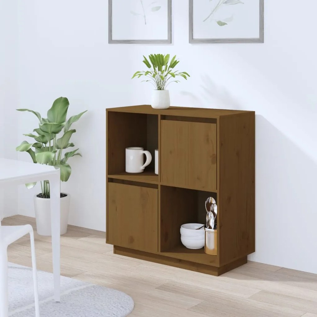 Servanta, maro miere, 74x35x80 cm, lemn masiv de pin 1, maro miere