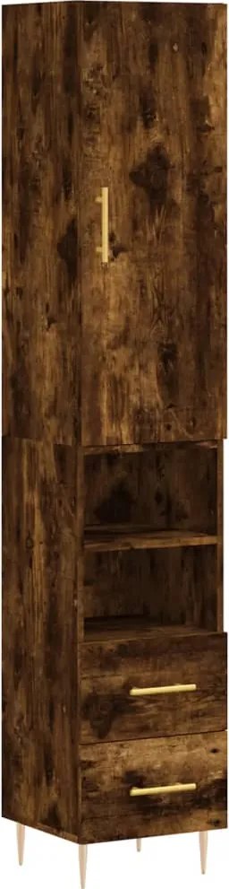 vidaXL Dulap înalt, stejar fumuriu, 34,5x34x180 cm, lemn prelucrat