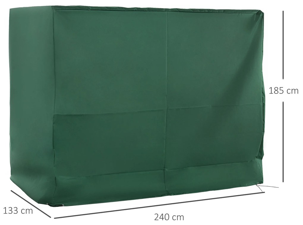 Outsunny Husă pentru Leagăn cu 3 Locuri, Protecție Împotriva Ploii pentru Mobilier de Exterior, 240x133x185 cm, Verde | Aosom Romania