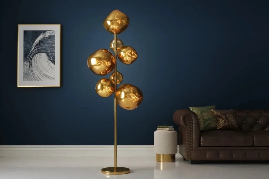 Lampa de podea moderna cu 7 globuri aurii LIQUID DIAMOND