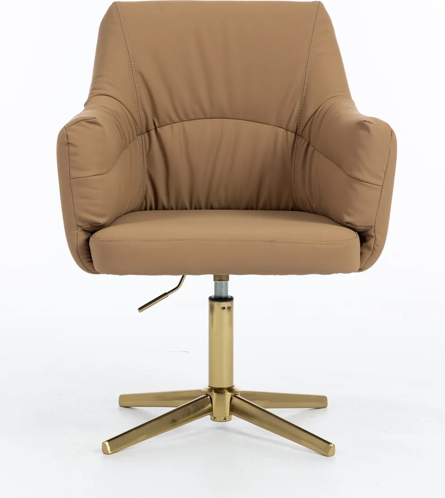 HR840CROSS Scaun Caramel Piele Ecologica Premium Soft cu Bază Aurie