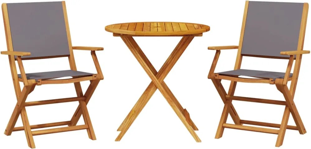 vidaXL Set mobilier bistro, 3 piese, textil antracit/lemn masiv