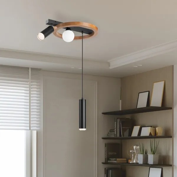 Lustră pe cablu OTIS 1xG9/5W/230V + 2xE27/15W/230V stejar