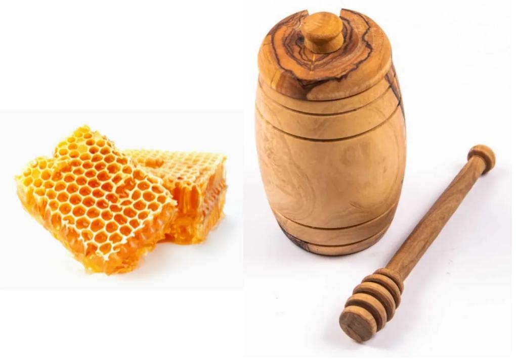 Recipient pentru miere din lemn de maslin