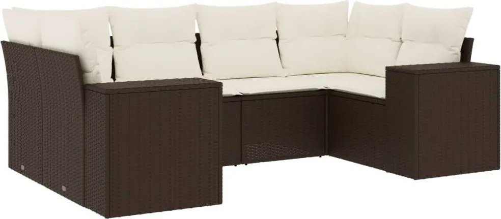 vidaXL Set canapele de grădină cu perne, 6 piese, maro, poliratan